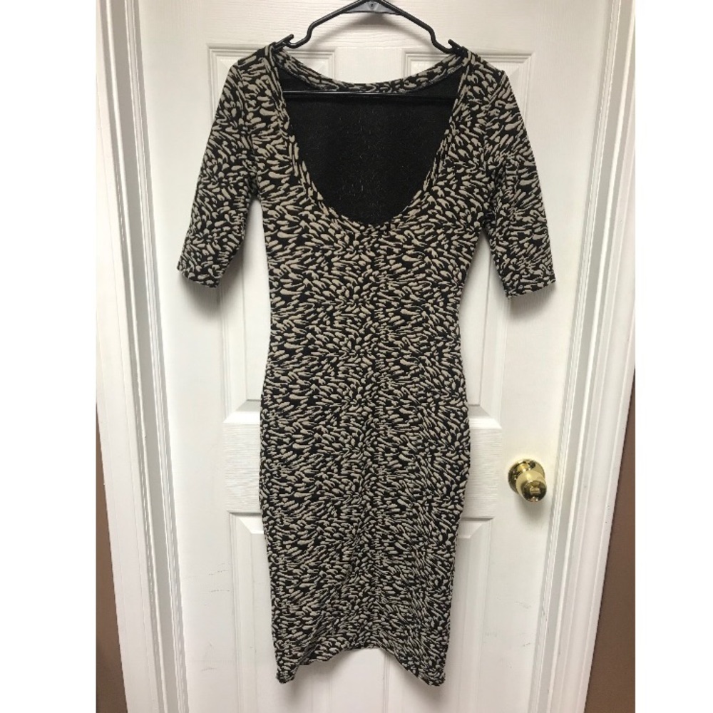 Black and Cream low back midi dress